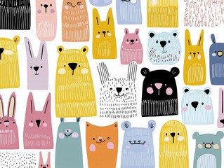 Whimsical animal characters colorful art digital playful design