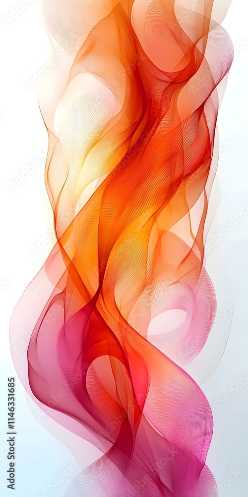 Poster an abstract composition featuring flowing red and orange waves, creating a sense of movement and war