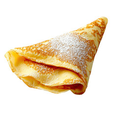 Delicious Crepe png concept. Delicious crepe topped with powdered sugar on a white isolated background.