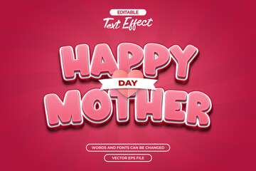 Happy mother's day editable text effect with pink comic background 