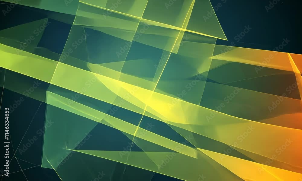 Aufkleber abstract colorful geometric background with intersecting shapes and lines in green orange tones