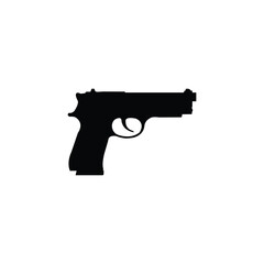 Pistol Gun Icon Vector Illustration on the white background. Silhouette of a pistol gun