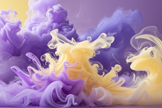 Bright Violet and Pastel Yellow Vapors Swirling in a Joyous Blend
