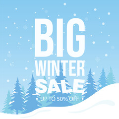 Winter sale poster design template vector