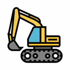 Smooth Excavator Illustration for Industrial Branding.