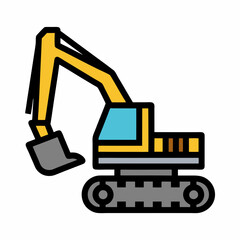 Smooth Excavator Illustration for Industrial Branding.