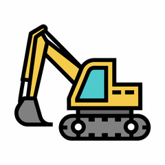 Smooth Excavator Illustration for Industrial Branding.