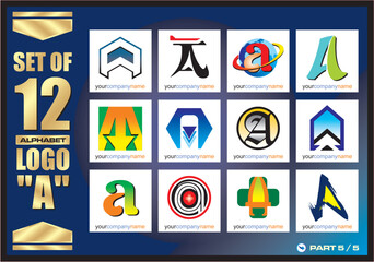 Business Corporate Logo Set, Alphabet abstract logos, Flat Icons For Business Template Logo, Square Elements, Website, Business Symbol And Circle Elements