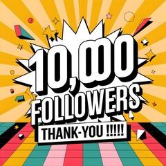 10,000K followers transparent background PNG image, with gold numbers. followers celebration banner. Social media 