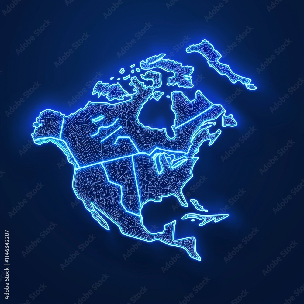 Poster on a futuristic hud background, a polygon-style canada map showcases blockchain technology and peer-