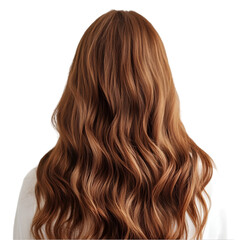 Fototapeta premium Portrait of a girl with shinny balayage curly long hair isolated on white backgroun