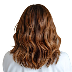 Naklejka premium Portrait of a girl with shinny balayage curly long hair isolated on white backgroun
