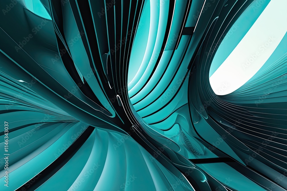 Aufkleber modern teal and azure fractal background with bold minimalist design elements
