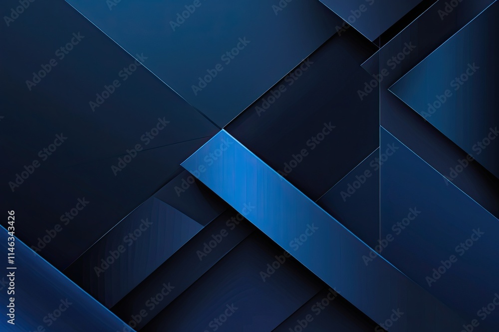 Aufkleber dark blue gradient abstract background with black lines and geometric shapes in minimalist design