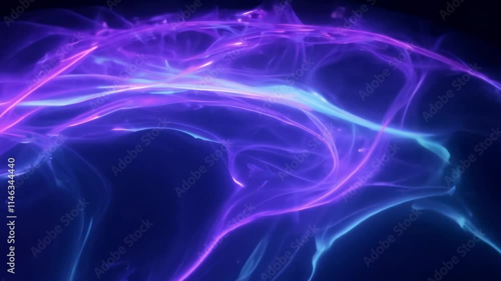 Poster ultraviolet paint spreads on transparent surface showcasing fluorescent flow with ghostly trails vid