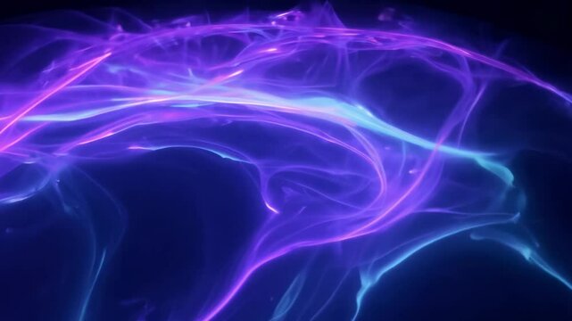 Ultraviolet paint spreads on transparent surface showcasing fluorescent flow with ghostly trails video