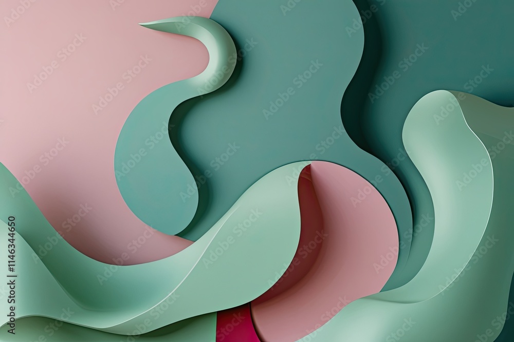 Aufkleber innovative jade and raspberry gradient background with organic shapes and gentle curves