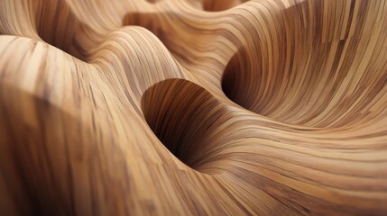 Obraz premium Beautifully carved wood with wavy pattern showcasing natural textures and shades in warm tones