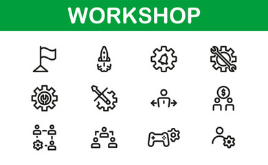 Creative Workshop Icon Set - Perfect for Tools, Maintenance, and Do-It-Yourself-Themed Projects