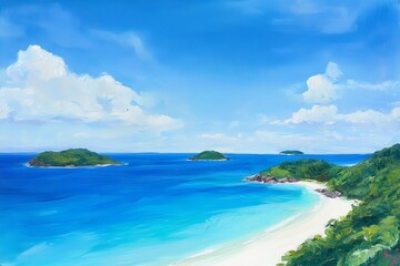 Fototapeta premium The perspective from the main island to an adjacent island.