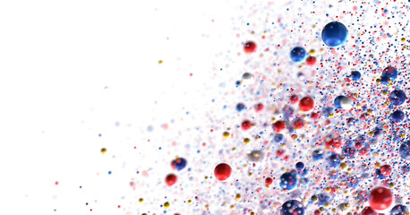 Abstract Colorful Bubbles Background: Red, Blue, White, Gold Spheres Floating, Festive, Celebration, Party, Design Element