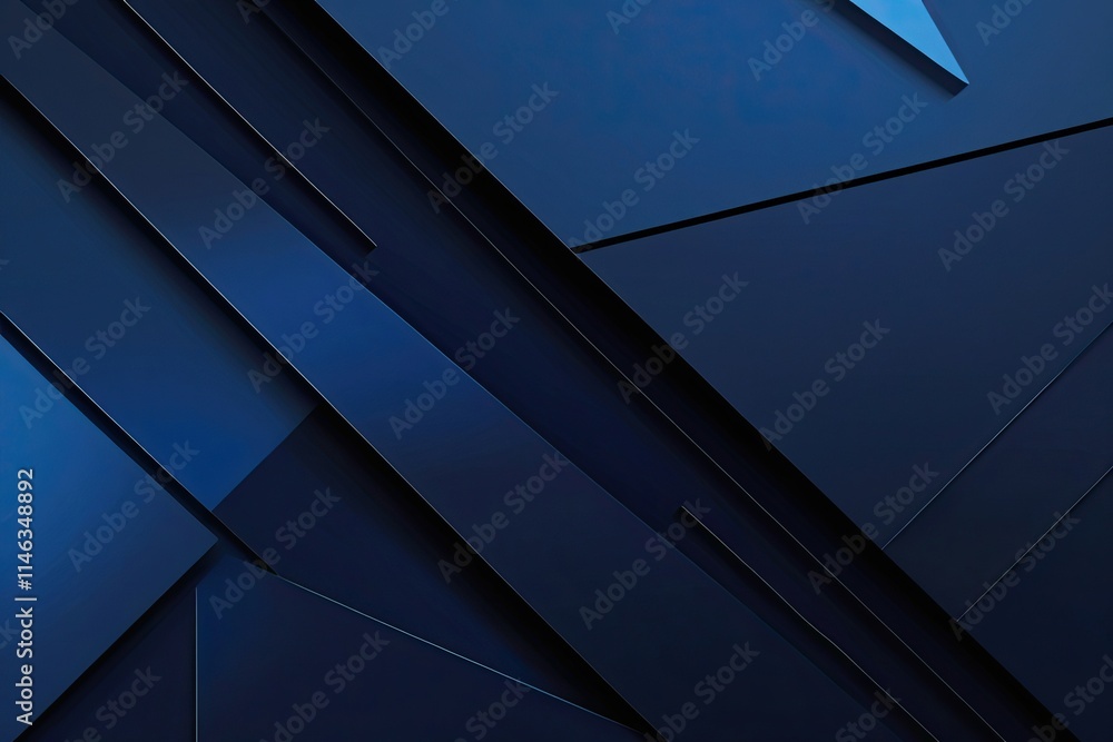 Poster dark blue gradient background with black lines and geometric shapes in modern minimalist design