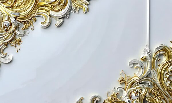 Elegant white and gold ornate frame with intricate details