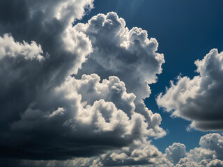 Midsummer cloudy sky and cumulonimbus clouds