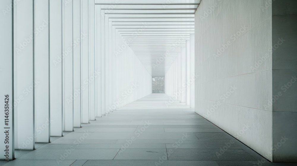 Aufkleber a minimalist corridor with natural light creating a serene atmosphere.