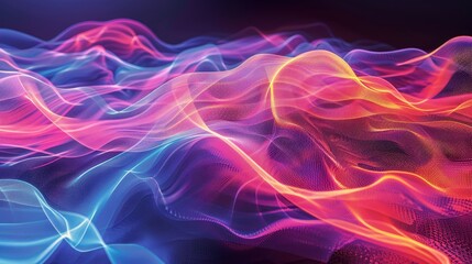 Obraz premium Neon-colored waves forming an abstract, futuristic pattern