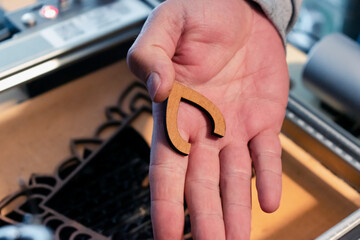 Laser engraving and cutting, using reclaimed wood, upcycling concept