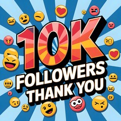 Fototapeta premium 10K followers transparent background PNG image, with gold numbers. followers celebration banner. Social media 