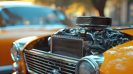 Classic Car Engine 3D Illustration
