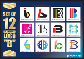 Business Corporate Logo Set, Alphabet abstract logos, Flat Icons For Business Template Logo, Square Elements, Website, Business Symbol And Circle Elements