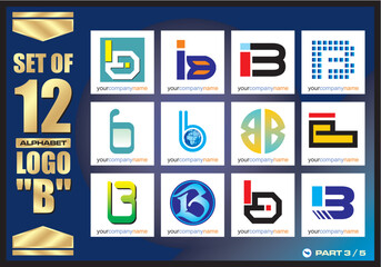 Business Corporate Logo Set, Alphabet abstract logos, Flat Icons For Business Template Logo, Square Elements, Website, Business Symbol And Circle Elements