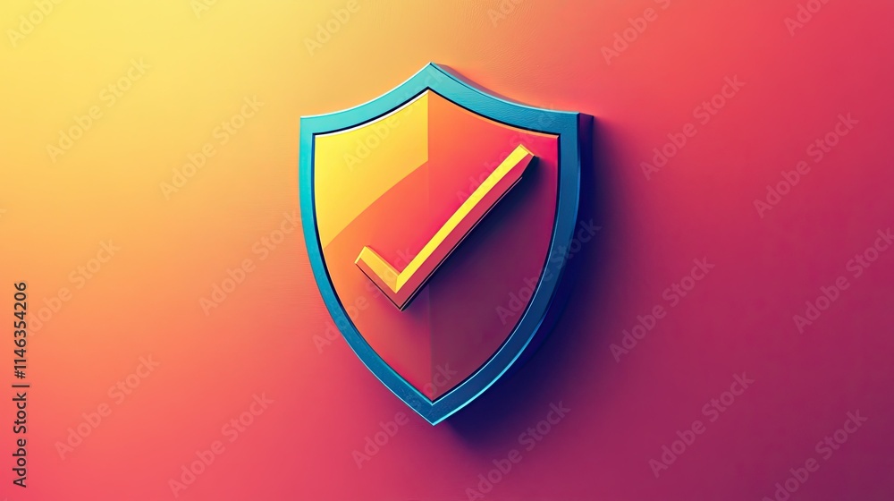 Aufkleber modern and stylish shield icon with a check mark emblem on a vibrant gradient background, perfect fo