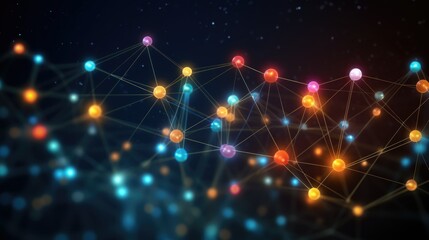 Network connection lines with bright nodes