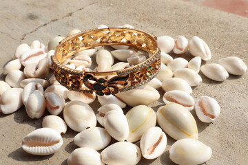 pearl necklace and shells