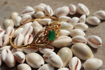 pearl necklace and shells