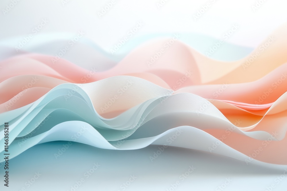 Poster abstract image of pastel-colored fabric waves, creating a soft and dreamy aesthetic.