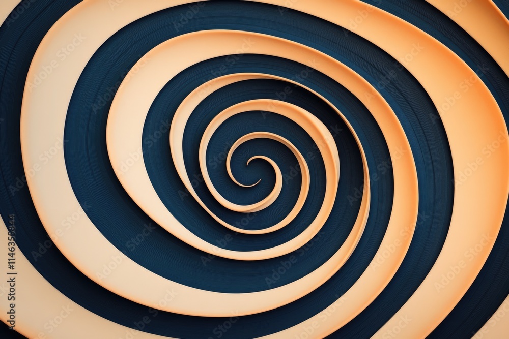 Aufkleber abstract hypnotic spiral with alternating peach and dark blue bands creating a mesmerizing visual ef