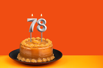 Birthday candle number 78 - Cake with dulce de leche frosting.