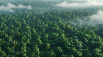 Fototapeta premium Tropical Forest with Morning Mist .