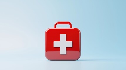 Obraz premium first aid kit on a light blue background, 3D render 