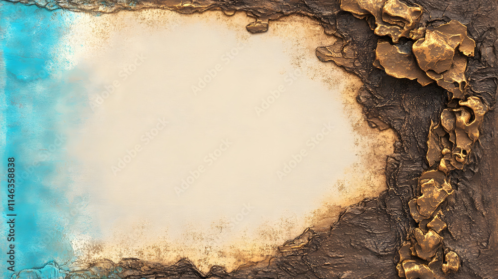 Aufkleber A textured background featuring a sandy area bordered by a rocky edge and a splash of turquoise, suitable for various design applications