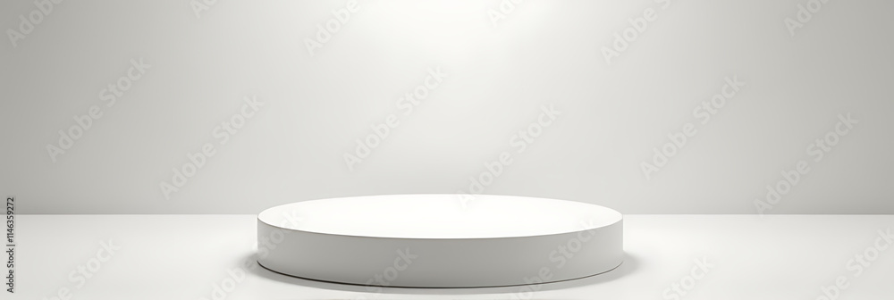 Poster White sandstone product display platform with selective focus on its smooth top surface for premium visual effect._00003_