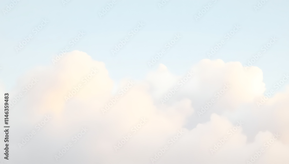 Poster white clouds with soft pastel hues create a serene and peaceful abstract background for artistic exp