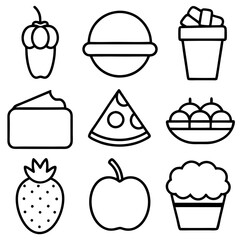 set of cakes and sweets