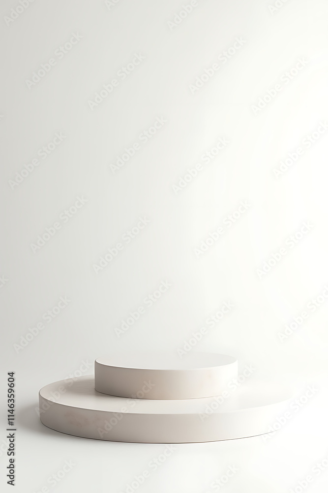 Poster White background showcases a unique top sandstone product display platform amidst a selective focus with ample copy space available._00003_