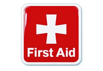 Obraz premium First Aid sticker features the medical cross symbol
